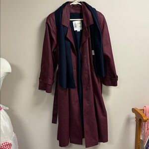 London Fog Trench Coat Wool Liner and Scarf size 14p